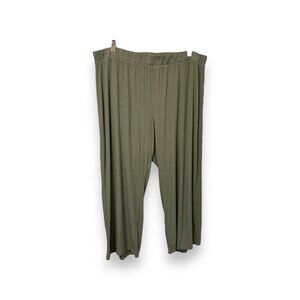 Divided H&M Women’s Ribbed Wide Leg Basic Casual Pants, Olive Green size XXL